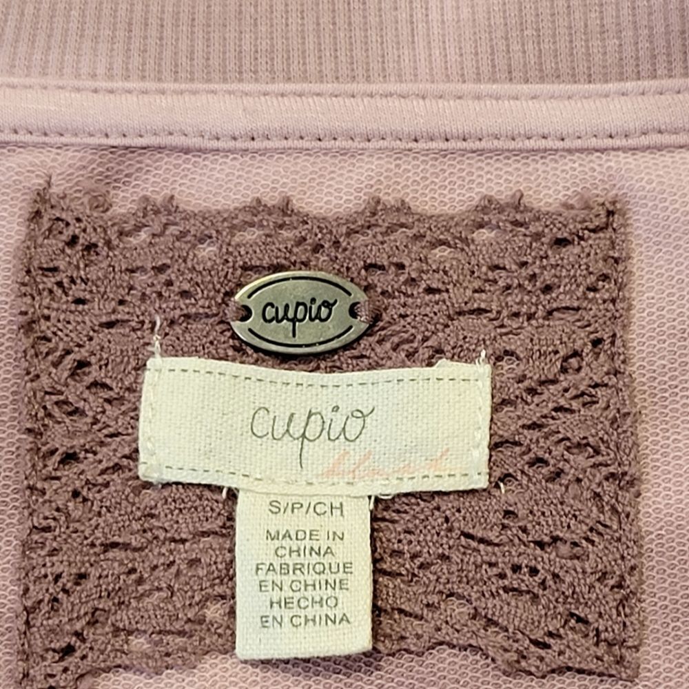 Cupio Pink Tie-Dye Crewneck Side Ruffle Detail 3/4 Sleeve Top Size S - Picture 8 of 9